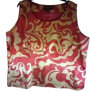 Terramina Collection Ny Red and Gold Patterned Tank Top Sleeveless Size 16